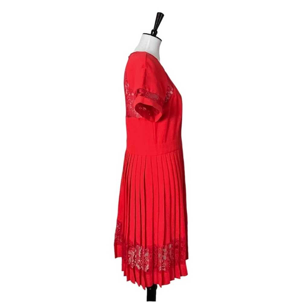 French Connection Dress A-line Pleated Lace Coral… - image 4