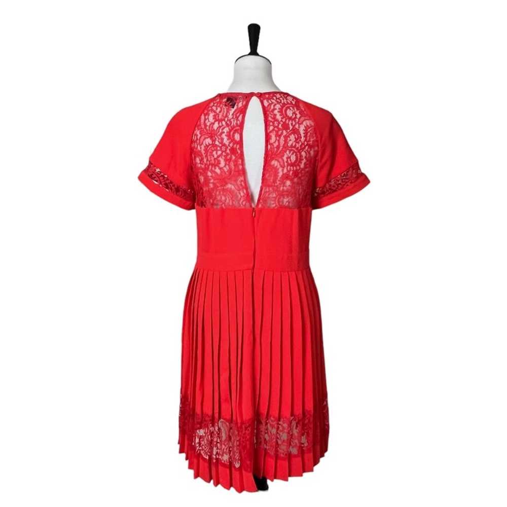 French Connection Dress A-line Pleated Lace Coral… - image 5