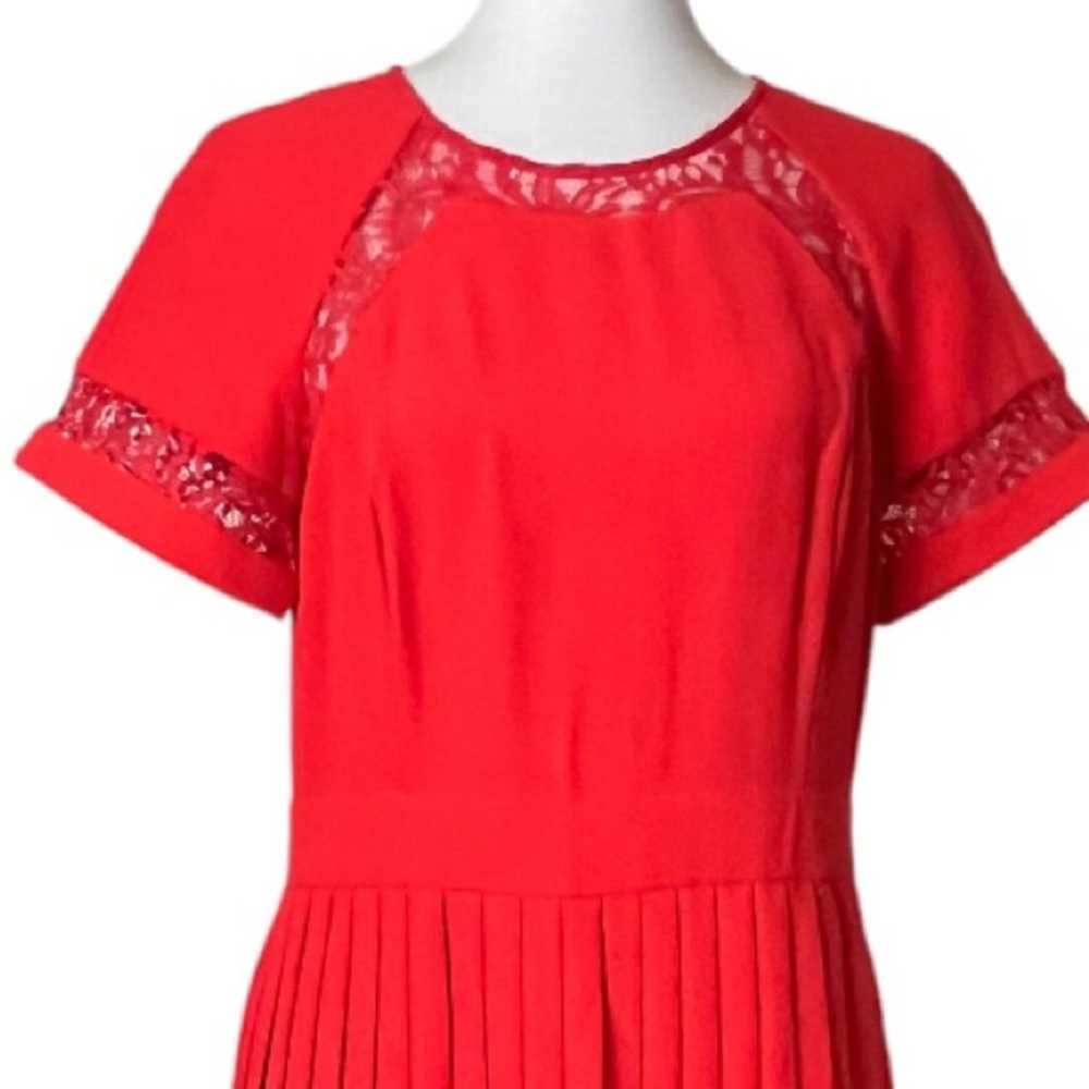 French Connection Dress A-line Pleated Lace Coral… - image 6
