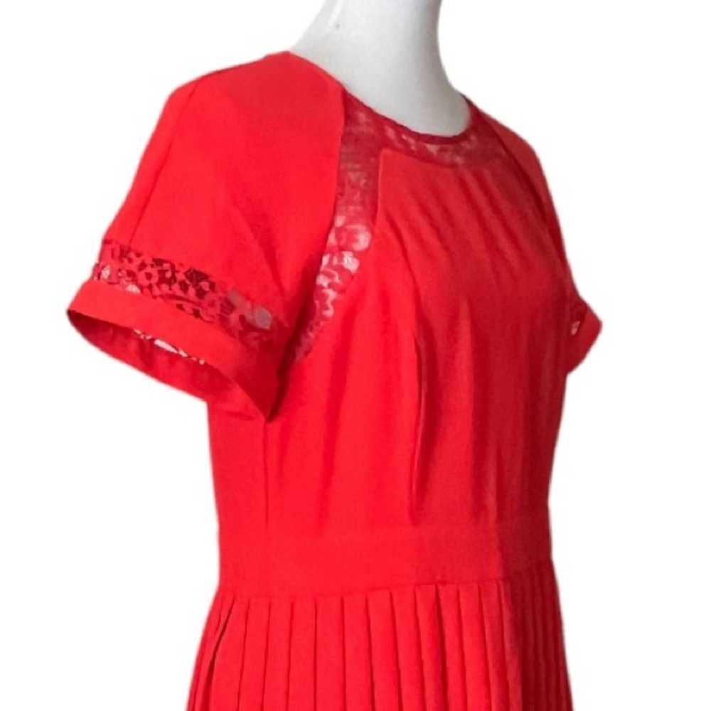 French Connection Dress A-line Pleated Lace Coral… - image 7
