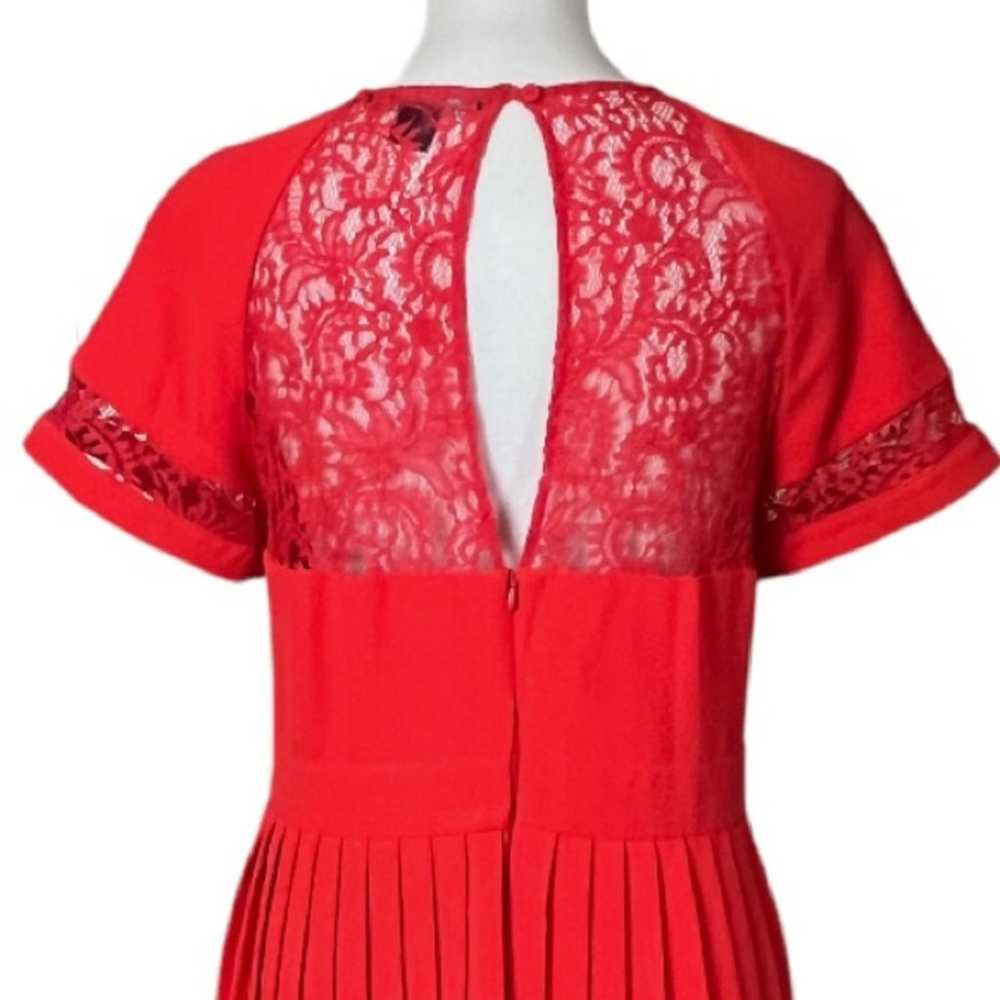 French Connection Dress A-line Pleated Lace Coral… - image 9