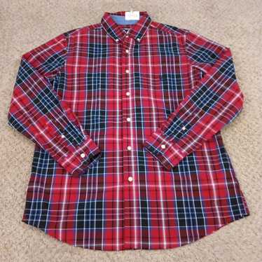 Chaps Chaps Shirt Mens Medium Red Blue Plaid Long… - image 1
