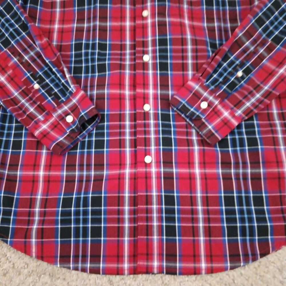 Chaps Chaps Shirt Mens Medium Red Blue Plaid Long… - image 3