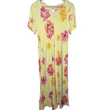 Vintage Laura Ashley 1990s Yellow Floral Maxi Dres