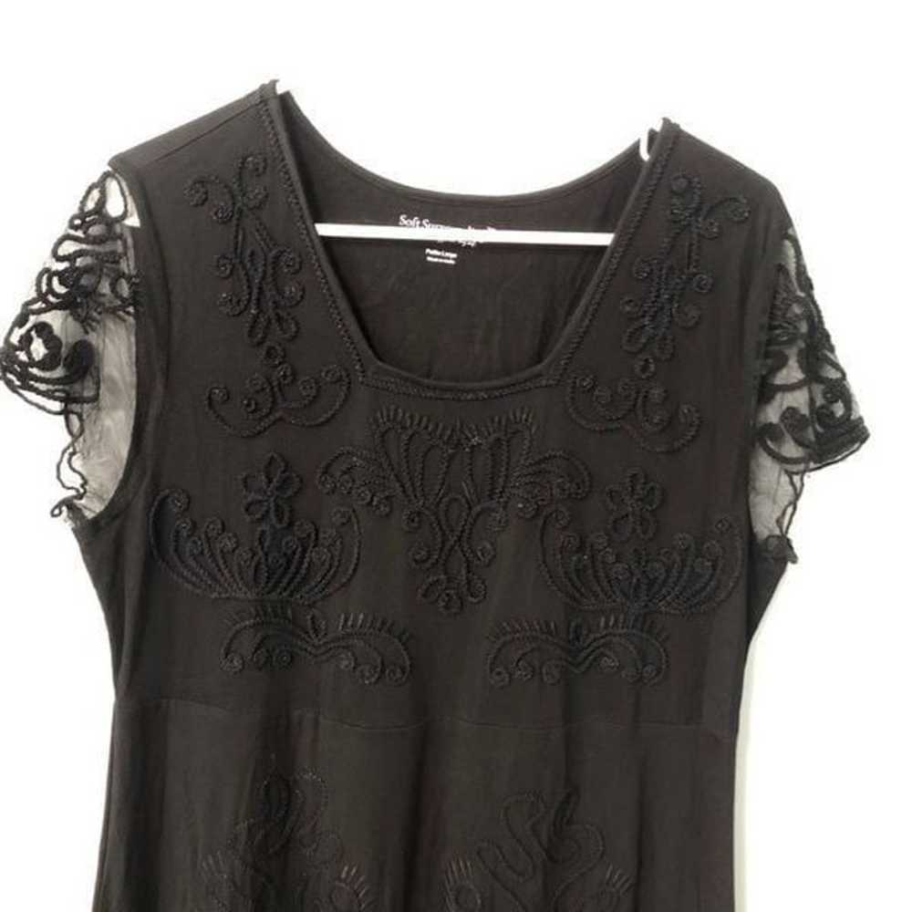 soft surroundings black embroidered sheer sleeves… - image 2
