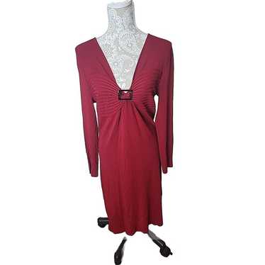 BCBGMAXAZRIA Dress Midi Knit Sheath Cocktail Deep… - image 1