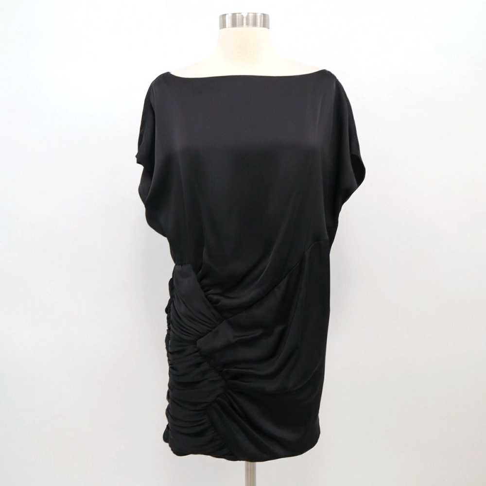 Vintage Aqua Dress Womens 2 Black Draped Ruched D… - image 1