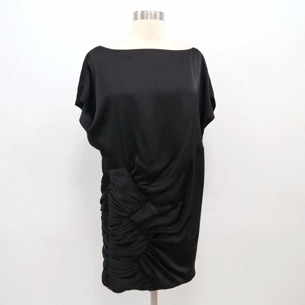 Vintage Aqua Dress Womens 2 Black Draped Ruched D… - image 3
