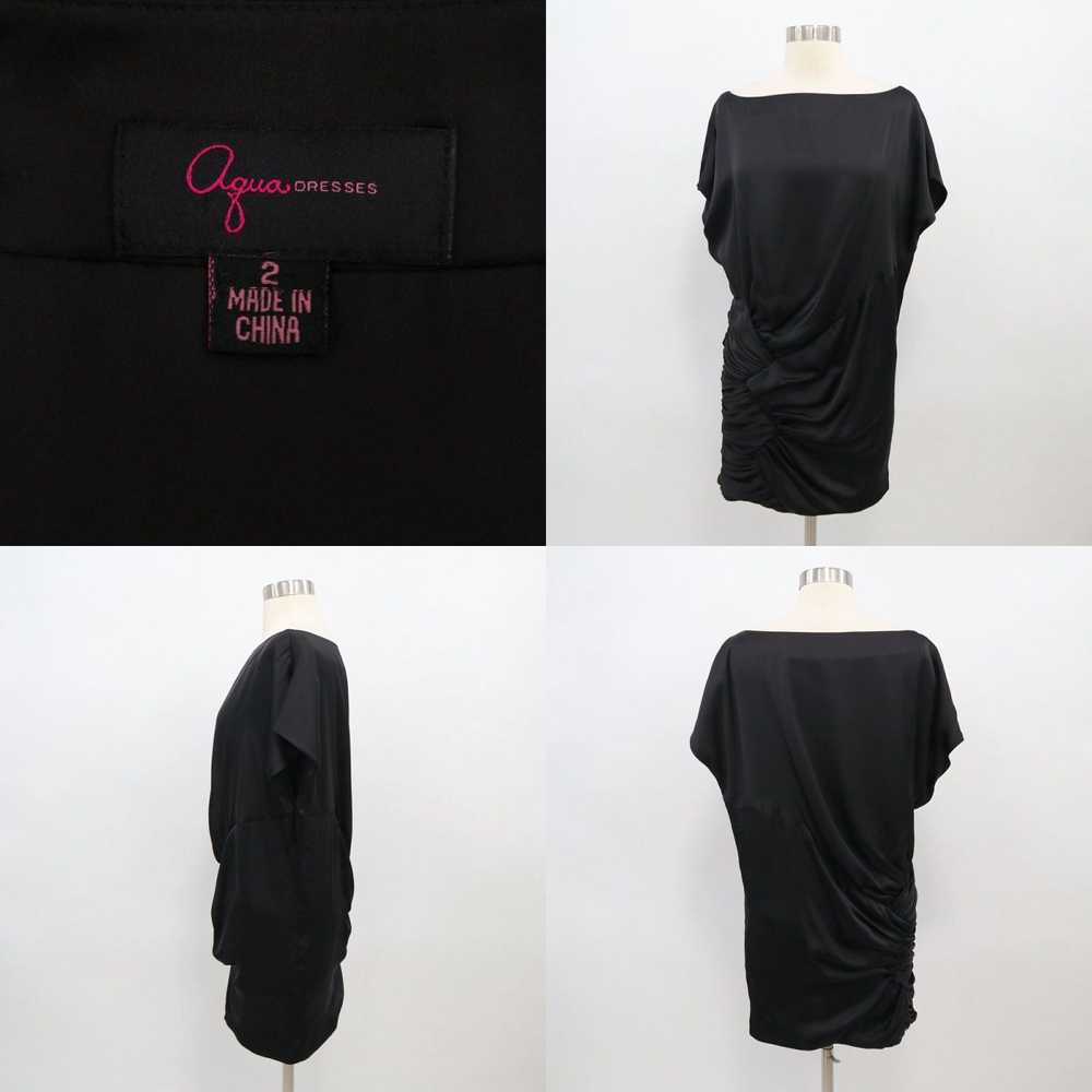 Vintage Aqua Dress Womens 2 Black Draped Ruched D… - image 4