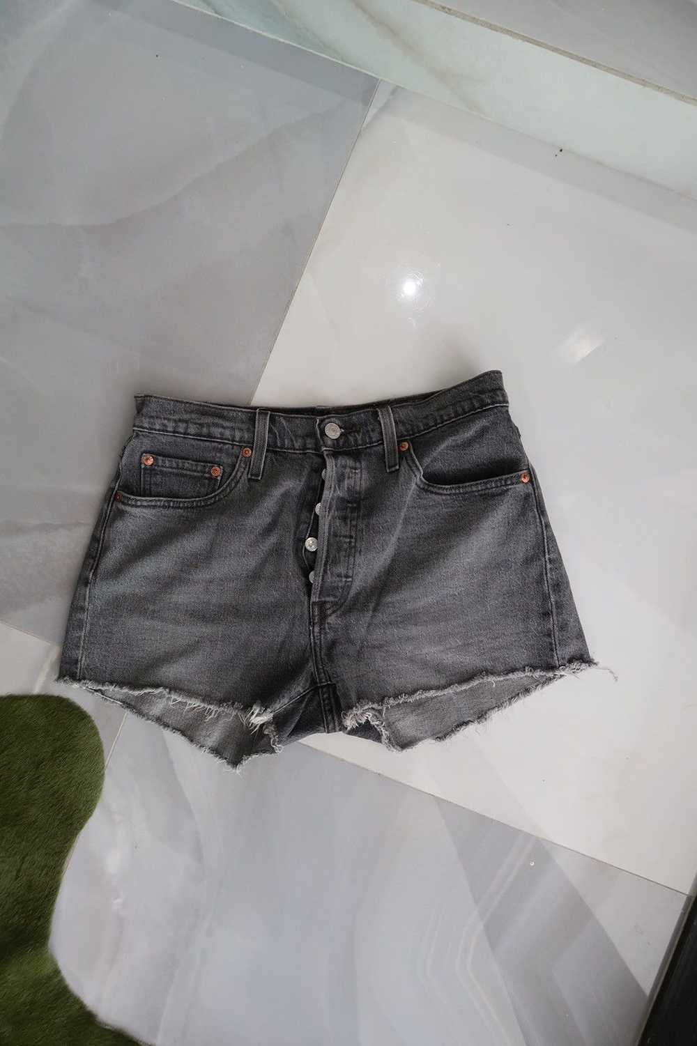 Levi's Levi’s 100% Grey Cotton High Waisted Short… - image 1