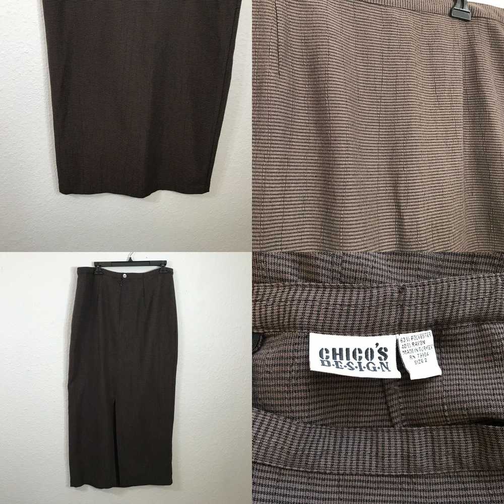 Vintage Chico's Design Midi Skirt Size 2 Brown St… - image 4
