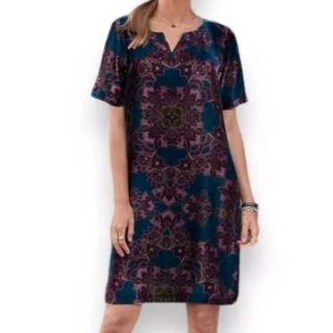 Sundance Nomi Printed Velvet Shift Dress V-Neck S… - image 1