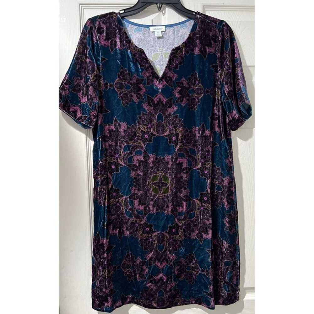 Sundance Nomi Printed Velvet Shift Dress V-Neck S… - image 7