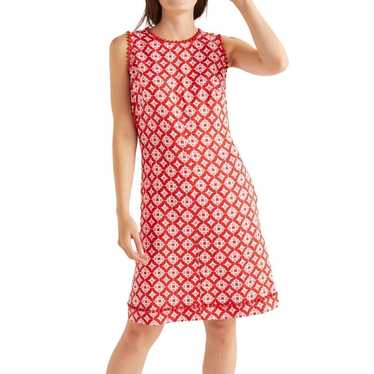 Boden Romaine Red Pink Geometric Printed Linen Sl… - image 1