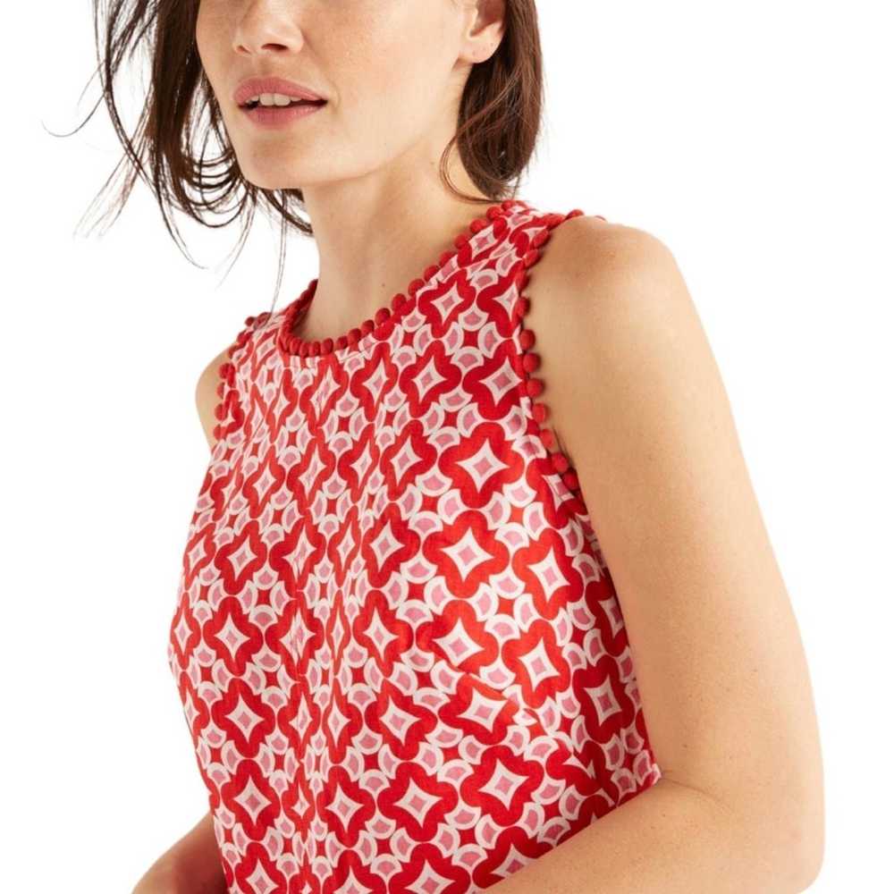 Boden Romaine Red Pink Geometric Printed Linen Sl… - image 2