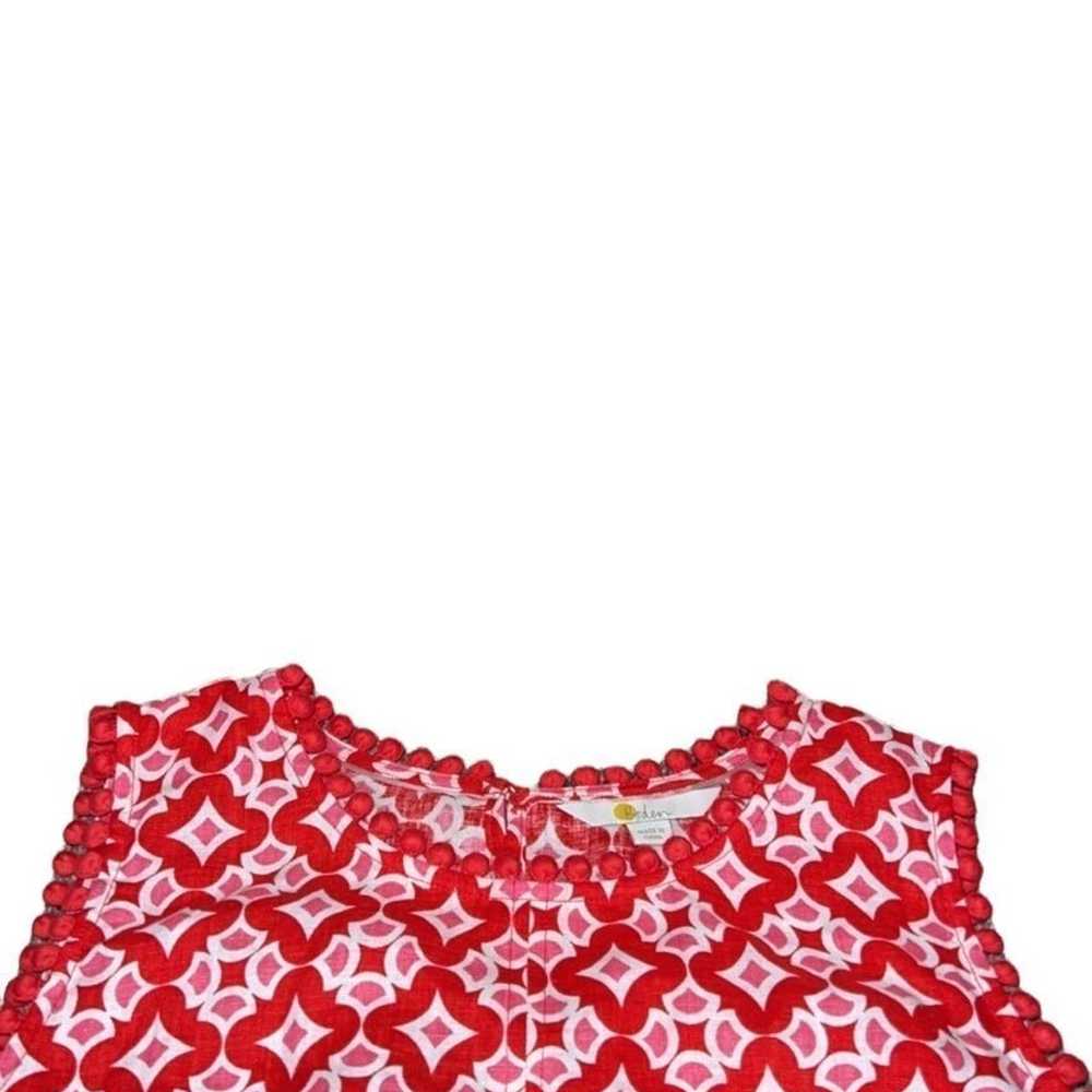 Boden Romaine Red Pink Geometric Printed Linen Sl… - image 4