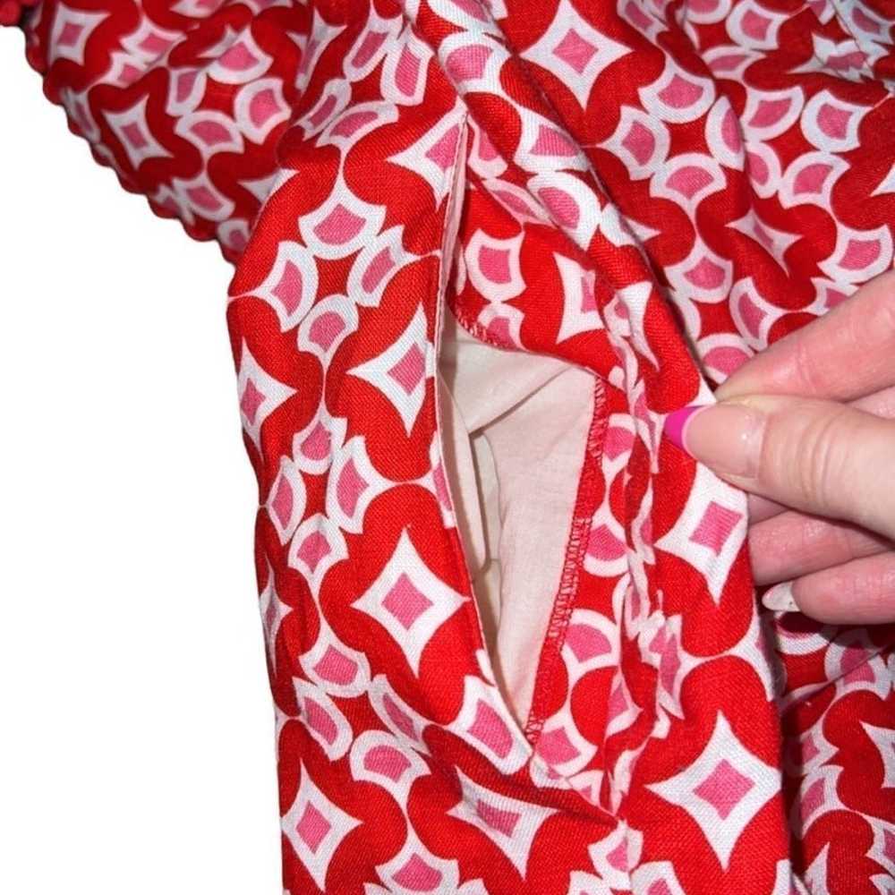 Boden Romaine Red Pink Geometric Printed Linen Sl… - image 7