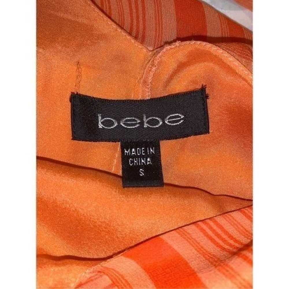 Bebe 100% Silk Orange Retro Print Asymmetrical He… - image 7