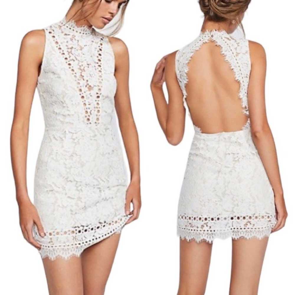 Saylor Free People Cherie White Lace Mini Dress - image 1