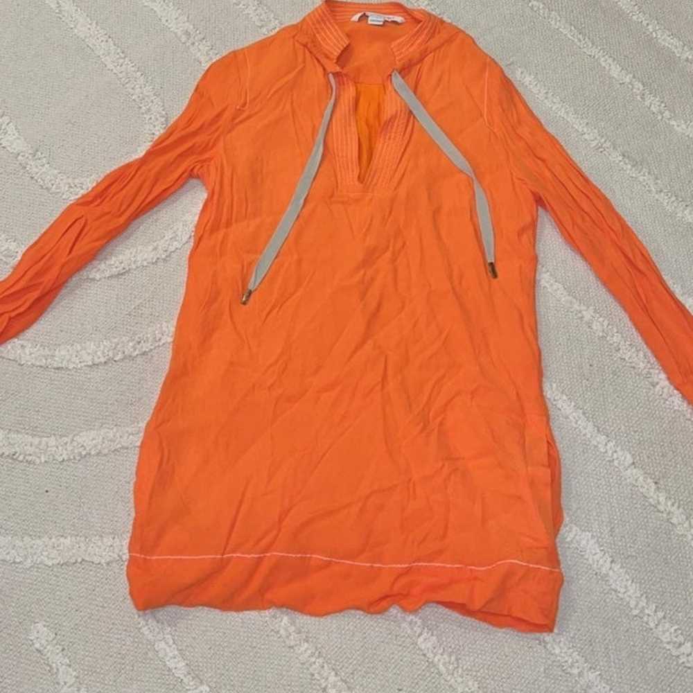 Diane Von Furstenberg Karlian Orange Silk Crepe L… - image 2