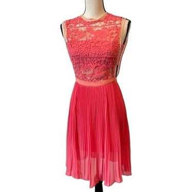 Meryl Street Paris Womens Pink Pleated Eyelet Sle… - image 1