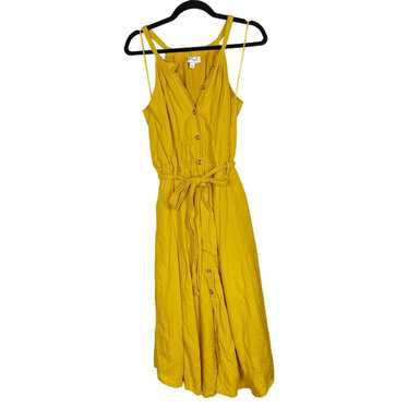 Evereve S Yellow Elliot Midi Dress Button Front Po