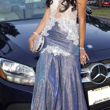 Blue Multicolor/Chrome Prom Dress - image 1