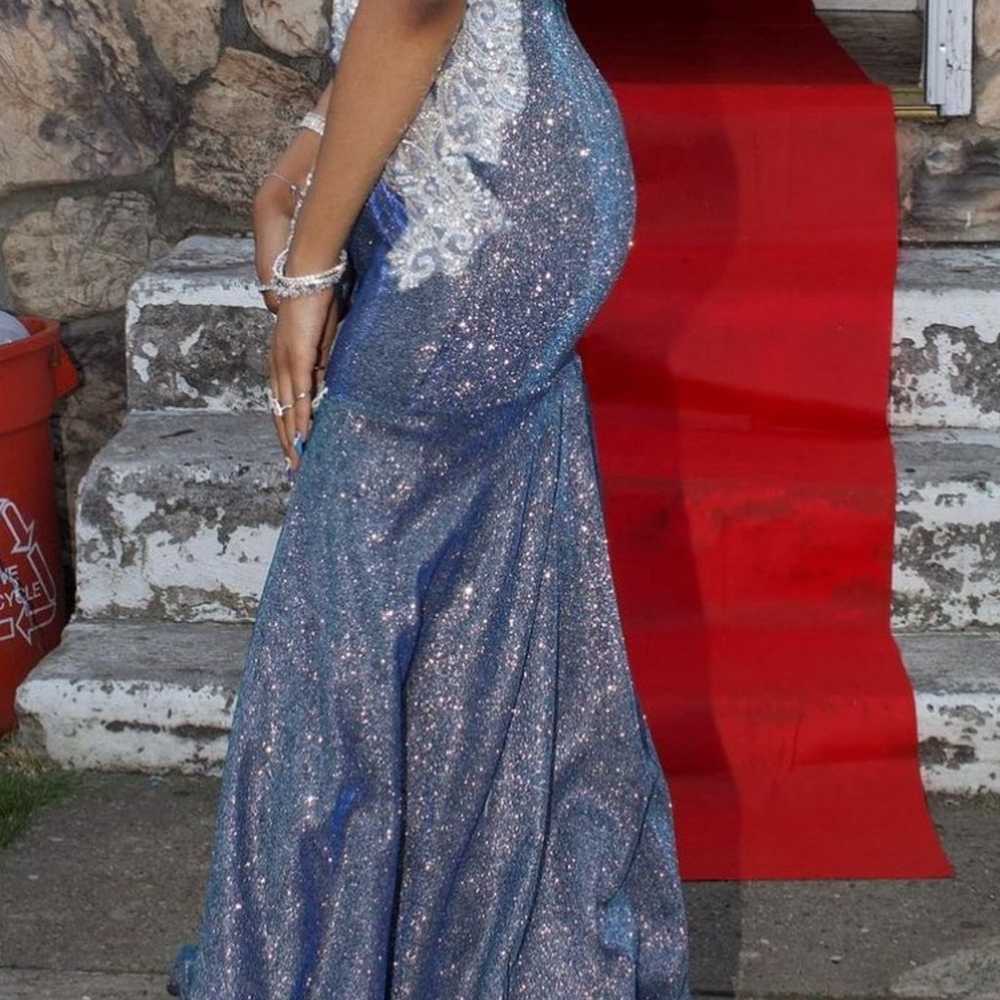 Blue Multicolor/Chrome Prom Dress - image 2