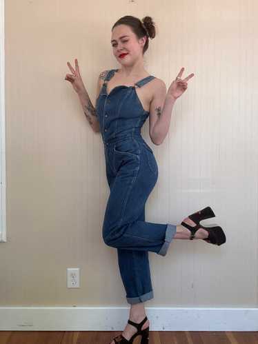 LA Rose Late 70s/Early 80s Denim Overall Jumpsuit