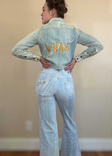 70s Two Piece Denim “Zap” “Wham” Set - image 1