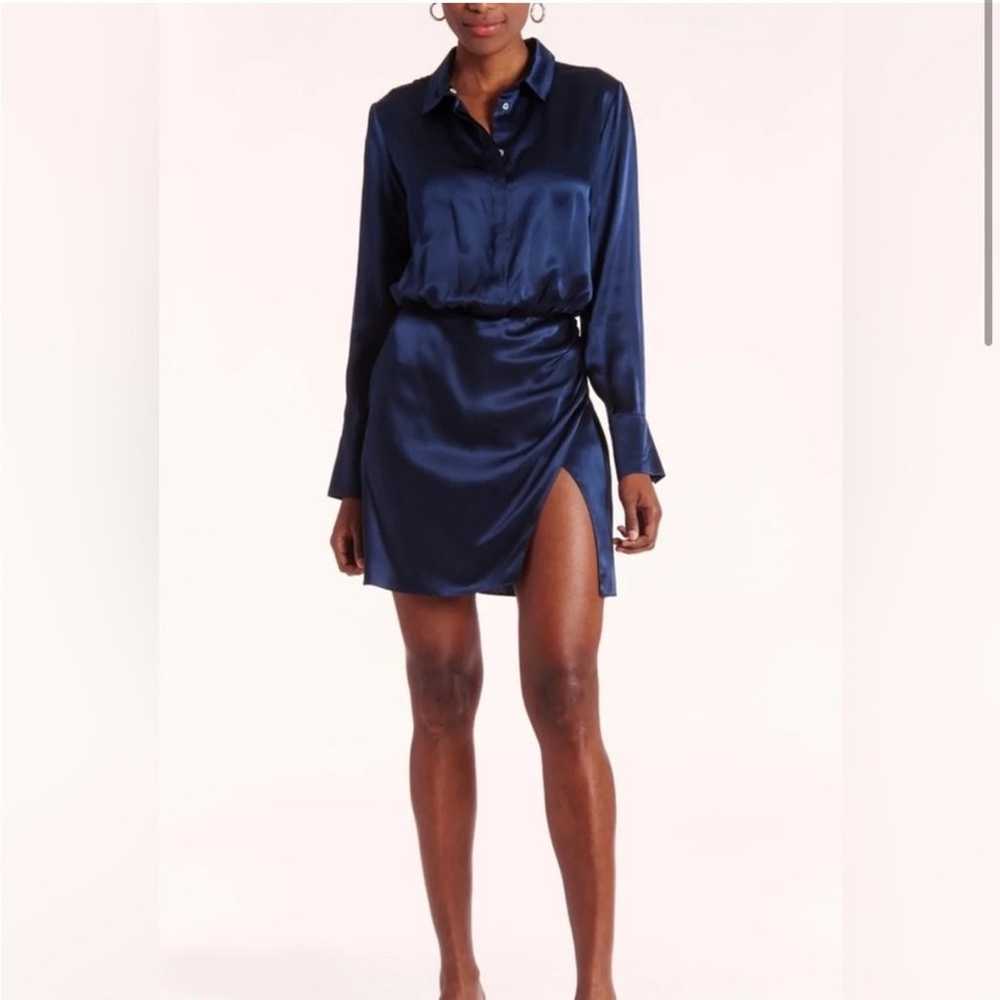 Amanda Uprichard Sheltan Silk Navy Dress Size Sma… - image 2