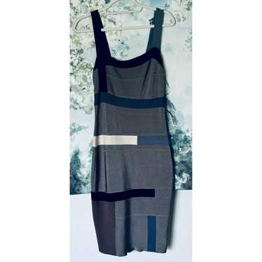 Herve Leger Grey Color Block Bandage Dress Size S… - image 1