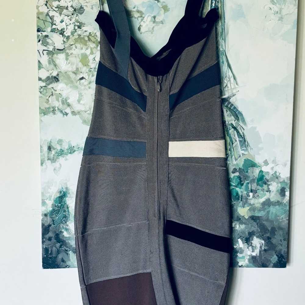 Herve Leger Grey Color Block Bandage Dress Size S… - image 2