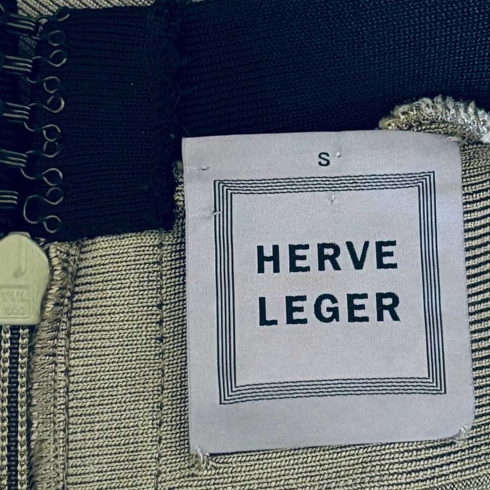 Herve Leger Grey Color Block Bandage Dress Size S… - image 3