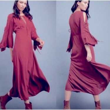 Free People Women Bell Sleeve Maxi Dress Rayon Re… - image 1
