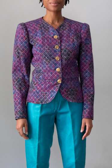 Saint Laurent Purple Paisley Wool Blazer