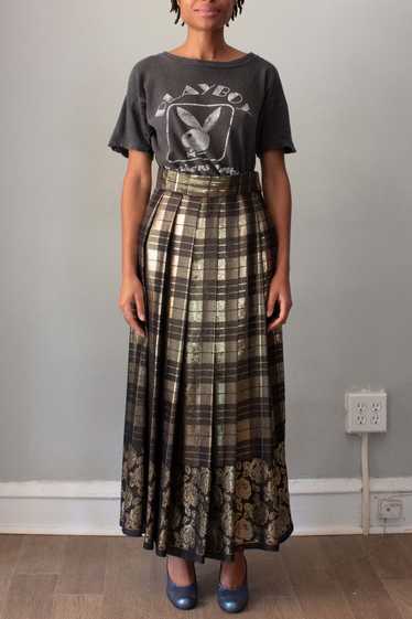 Gloria Sachs Gold and Brown Lame Skirt