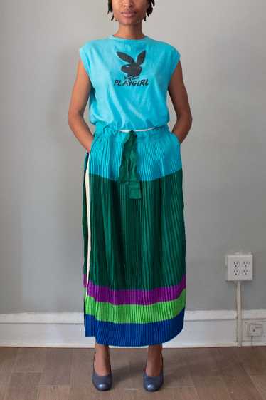 Kenzo Jap Blue Multicolored Silk Skirt - image 1