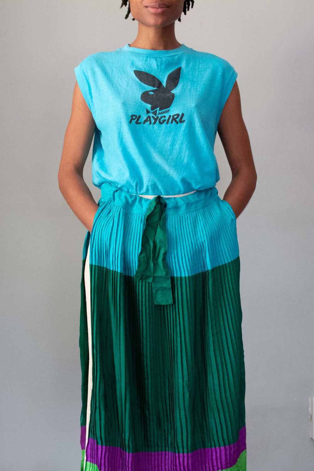 Kenzo Jap Blue Multicolored Silk Skirt - image 2