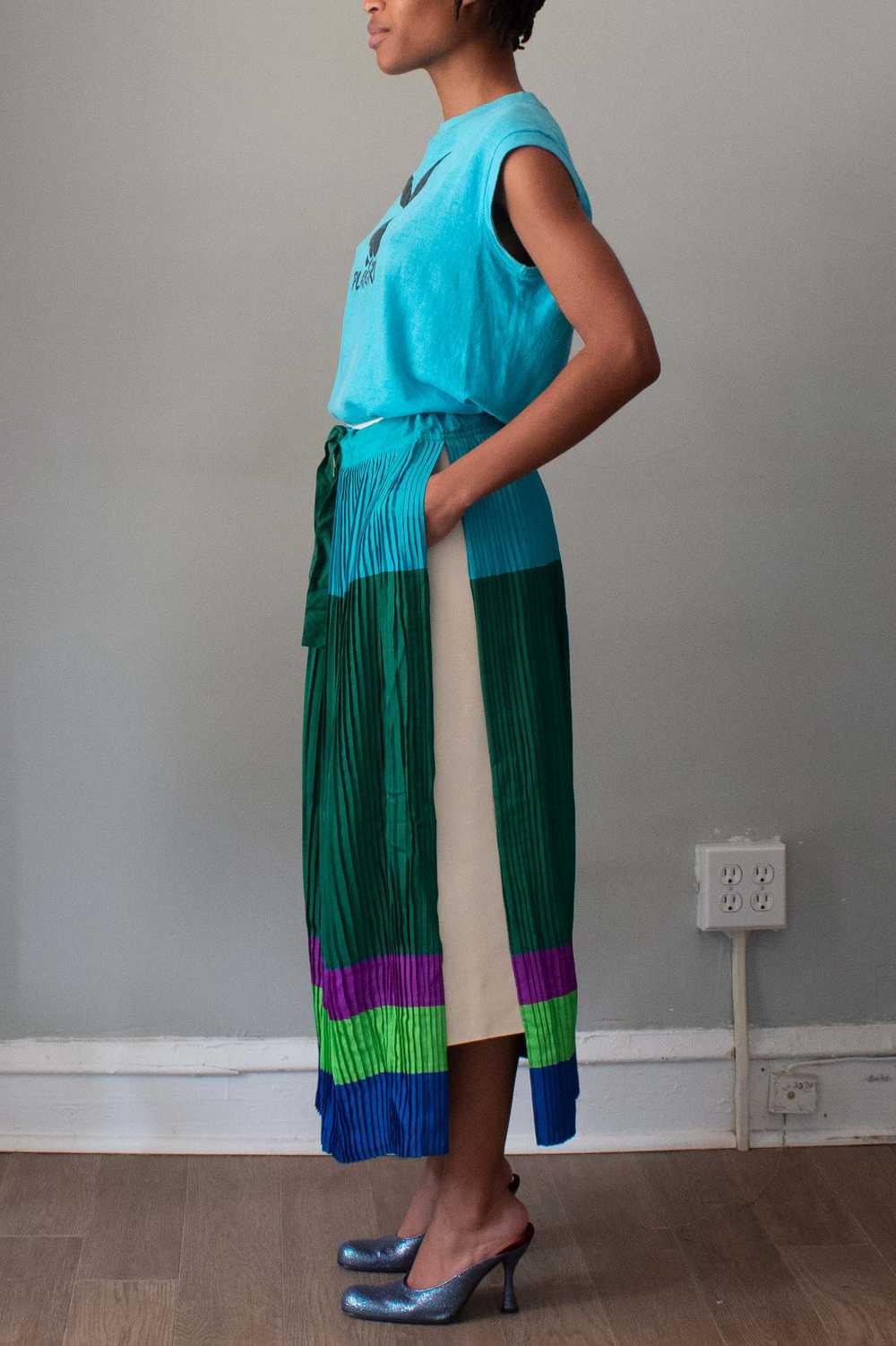 Kenzo Jap Blue Multicolored Silk Skirt - image 4
