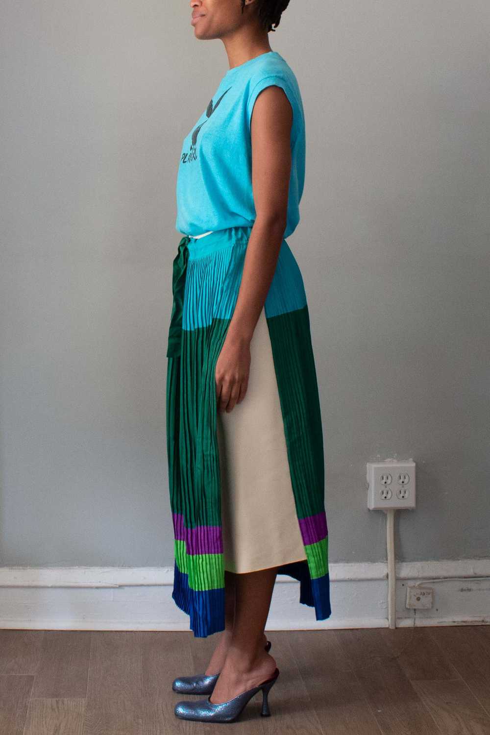 Kenzo Jap Blue Multicolored Silk Skirt - image 5
