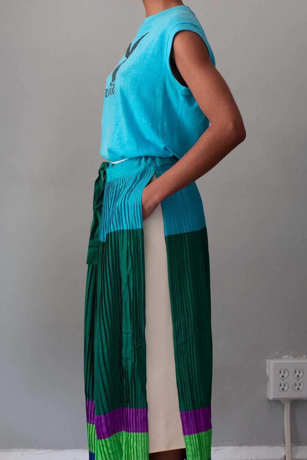 Kenzo Jap Blue Multicolored Silk Skirt - image 6