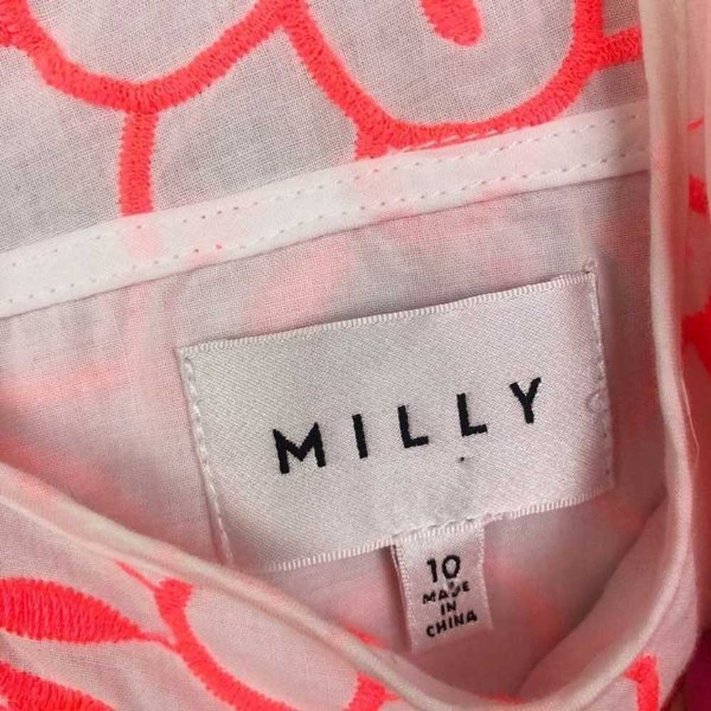 Milly White & Neon Orange Shift Dress 10 - image 5