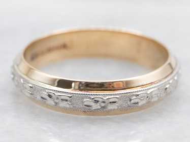 Two Tone Floral Pattern Wedding Band - image 1