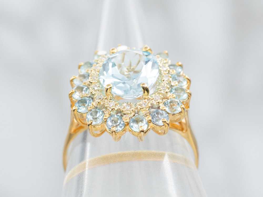 Two Tone Blue Topaz Ring with Diamond and Blue To… - image 3