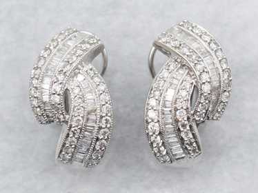 Brilliant and Baguette Cut Diamond Earrings - image 1