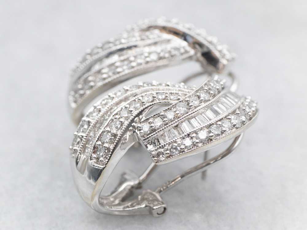 Brilliant and Baguette Cut Diamond Earrings - image 2