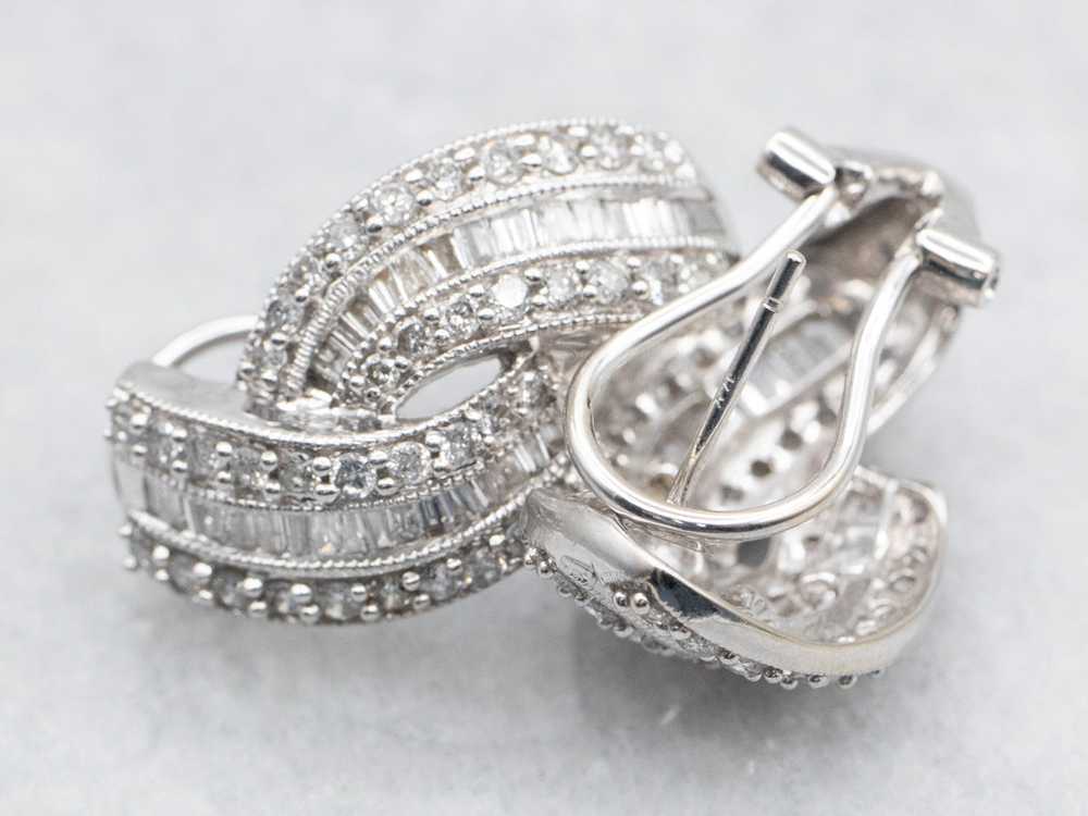 Brilliant and Baguette Cut Diamond Earrings - image 3