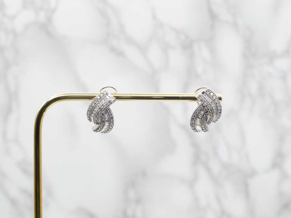 Brilliant and Baguette Cut Diamond Earrings - image 4