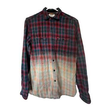 Koto Koto Dip Bleached Ombre Plaid Flannel Shirt - image 1